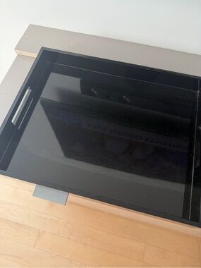 West Elm Black Lacquer Serving Tray Stand